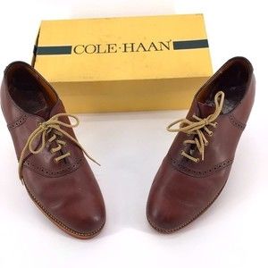 Cole Haan Burgundy Brown Leather Lace Up Split Toe Dress Oxfords Shoes 9.5 D/B